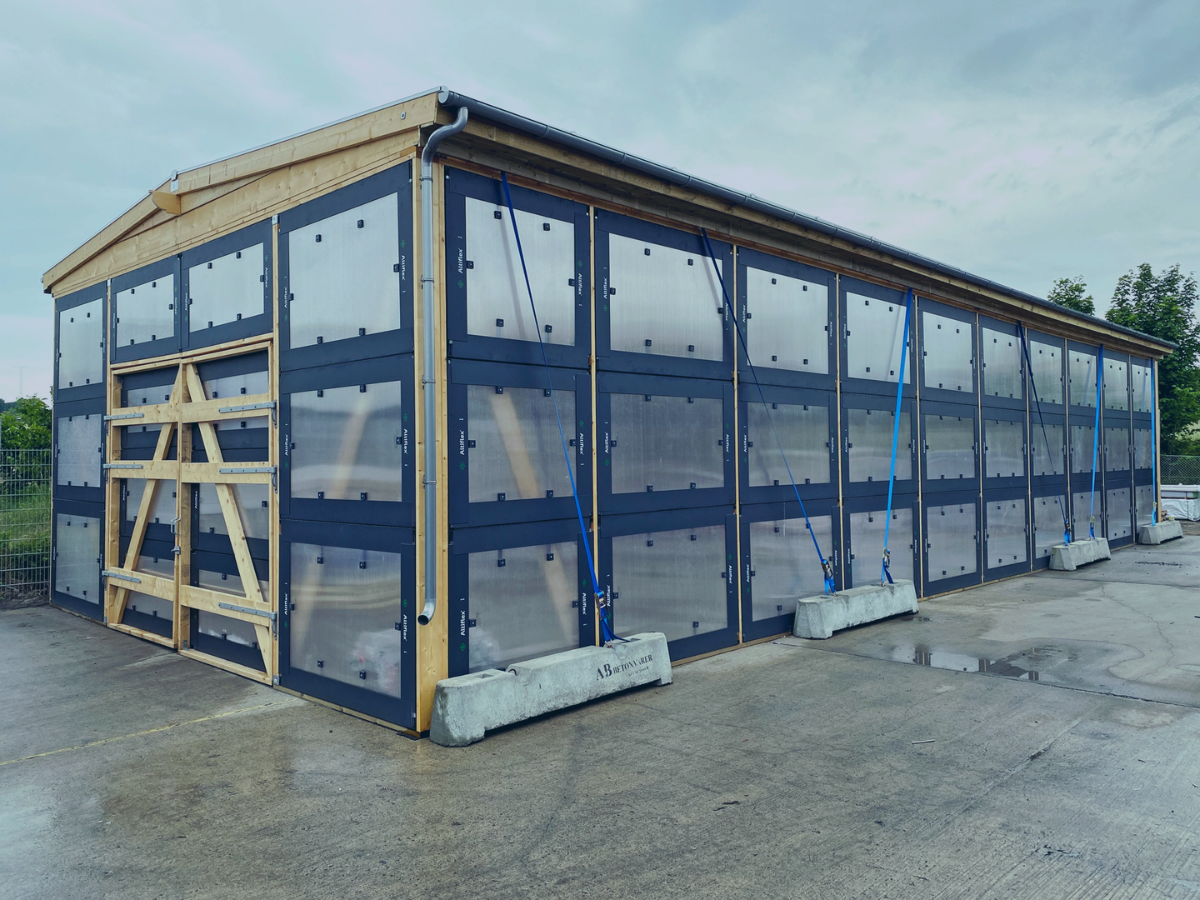Modulares Altiflex-Bauzelt zur Gesamteinhausung eines Bauwerks